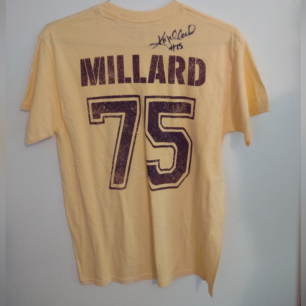 Yellow Signature Millard #75 Football Legend MN Gildan 100% Cotton Tee Shirt - M